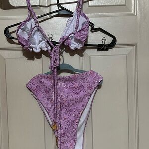 Pink and White Bikini Set